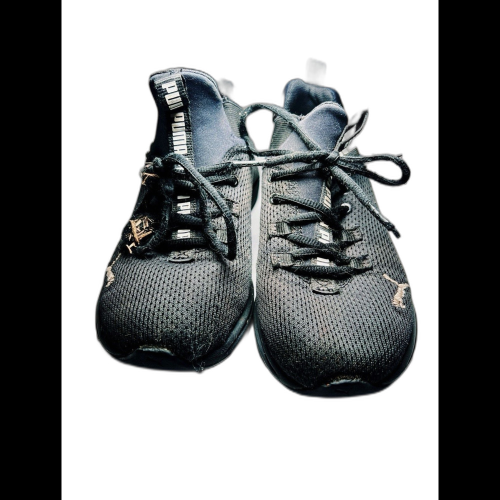 Puma Sneakers Kids Size 4C Black with White Gorpcore Soft Running Shoes